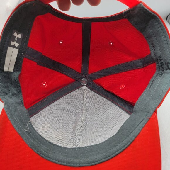 Under Armour UA Flat Fit Hat Red Snapback Adjustable Casual Outdoors Comfort - Picture 6 of 10